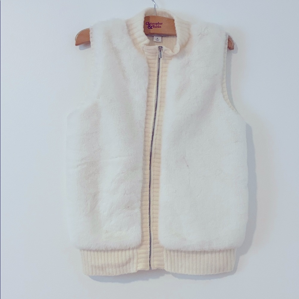 Liz Claiborne Cream Faux Fur Kids Vest